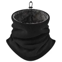 新品未使用★ネックウォーマー ふわふわ蓄熱裏起毛 防寒フリース裏ボア 黒×グレー