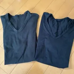 ユニクロ &トップバリュー※ヒートテック 半袖Vネック Sサイズ　黒　2枚セット