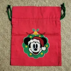 ミッキーマウス　クリスマス　東京ディズニーランド　レトロ　巾着