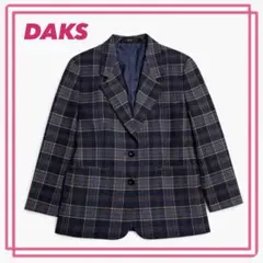 DAKS ダックス チェック柄テーラードジャケット ネイビー系