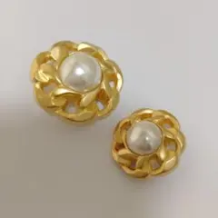 ゴールドパール付き花形ボタンセット