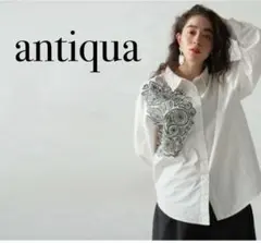完売品【antiqua】 刺繍シャツ ペイズリー柄 羽織り（ホワイト/R）のサムネイル