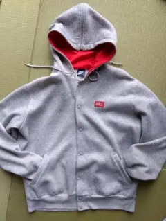 Nike ボタン型フードパーカー XL グレー/レッド　希少