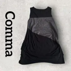 Comma ノースリーブワンピース 切替ワンピース ひざ丈 (М〜L) ブラック