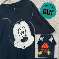 レア 古着○両面プリントTシャツ ディズニー ミッキー ブラック 2XL