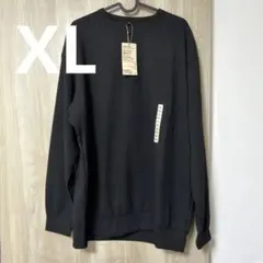 新品 無印良品 乾きやすいワッフル クルーネック 長袖 Tシャツ 黒 紳士 XL