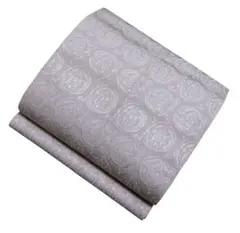 ユ160開名古屋帯 全通柄 单帯 銀糸　正絹 着物帯　仕立て上り