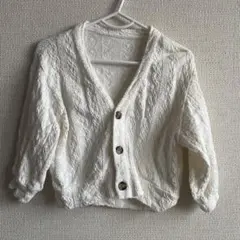 GU ホワイト ケーブルニットカーディガン 80
