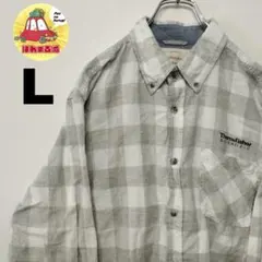 usa古着 weather proof　ネルシャツ　L ホワイト　グレーのサムネイル