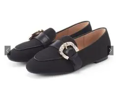 【GRL】ビジュー付きブラックローファー 24.5cm