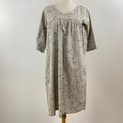 ichi イチ ロングシャツワンピース ギャザー タック 花柄 総柄 カジュアル