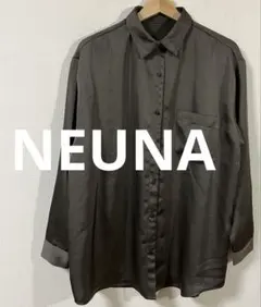 ヌナ　NEUNA　ワッシャーサテンシャツ　チャコールグレー　フリーサイズ　韓国