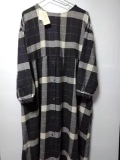 サマンサモスモス☆リネン混前後着ワンピース ブラック系 F ☆新品未使用タグ付き