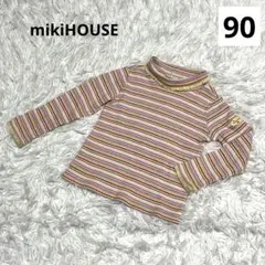 mikiHOUSE ミキハウス　カットソー　ピンク系　ボーダー柄　日本製　90