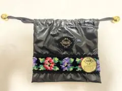 フェイラー合成皮巾着バッグ　ポーチ小物入れアネモネ花柄シュニール織現状品のみ