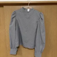 ギンガムチェック柄 パフスリーブ ブラウス