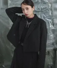 【美品】HARE　イソザイキリカエショートジャケット　ブラック　テーラード