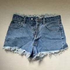 デニムフリンジヘムショートパンツ moussy