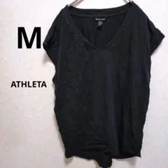 ATHLETA ブラック Vネック Tシャツ M