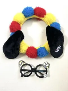 USJカチューシャカラフルスヌーピーとミニオンメガネ