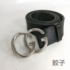 GUCCI グッチ ベルト レザー ブラック 黒 シルバー 銀 GG バックル