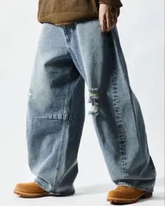 FREAK’S STORE ワイドシルエット カーブ デニムパンツ