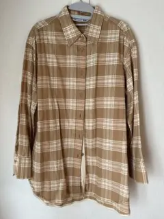 ユニクロJWA チェック柄ベージュブラウン　ネルシャツ 長袖　S