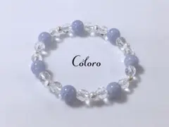 ブルーレースアゲート・多面カットクリスタル☆パワーストーン（天然石）ブレスレット