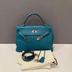 エルメス ケリー28 トリヨンクレマンス ブルージーン SV金具 V字 