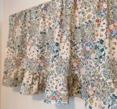 ブルー 花柄 カフェカーテン