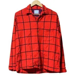【極美品】50s BRENT ウールシャツ M 赤黒 格子柄 ビンテージ 開襟