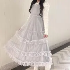 evelyn フリルチュールキャミワンピ アイスグレイ