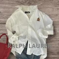 オールドラルフ IMPACT21 エンブレム刺繍シャツ 白 LL 90s風