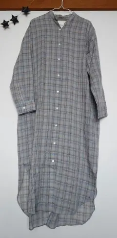 グレー系チェック ロングシャツワンピースのサムネイル