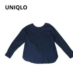 【UNIQLO】　エアリーブラウス　ネイビー　L