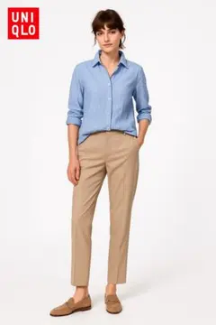 【新品タグ付き】ユニクロ 麻シャツ プレミアムリネンシャツ ライトブルー M