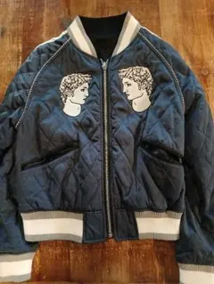 ★ネイビー キルティングジャケット 刺繍デザイン