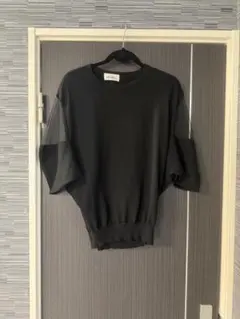 シースルー バルーンスリーブ ニット M 黒　MEIMEIJ