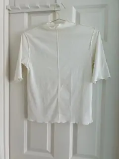 ホワイト ハイネック 半袖 Tシャツ