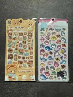 【ボンボンドロップシール】クマ、海の生き物ステッカー 2種セット