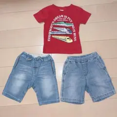 ミキハウスデニムパンツとTシャツセット 90cm＆100cm - メルカリ
