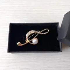 新品 音符 ゴールド パール ビジュー 金色 ブローチ 入学式 卒業式 胸飾り