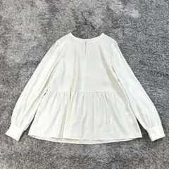 s2124 ☆ナチュラルビューティーベーシック【M】白 ペプラム 長袖