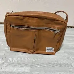 PORTER ブラウンレザーショルダーバッグ