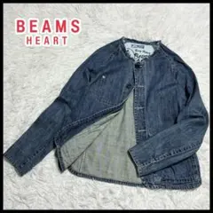 ビームス BEAMS HEART デニム ノーカラー カバーオール インディゴ
