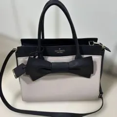 kate spade リボン付きハンドバッグ 黒/ベージュ
