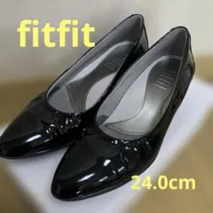 fitfit ポインテッドパンプニーカー￼　エナメルブラック 24cmのサムネイル