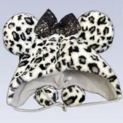 ヒョウ柄ミニーファンキャップ　白