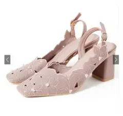 花柄カッティングスクエアトゥレザーパンプス[gd1435]