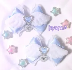 リボン ヘアクリップ 量産型 ロリータ 天使界隈 水色界隈 十字架 病みかわ